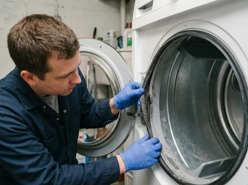 Dryer drum seal wear inspection Dryer drum seal wear inspection